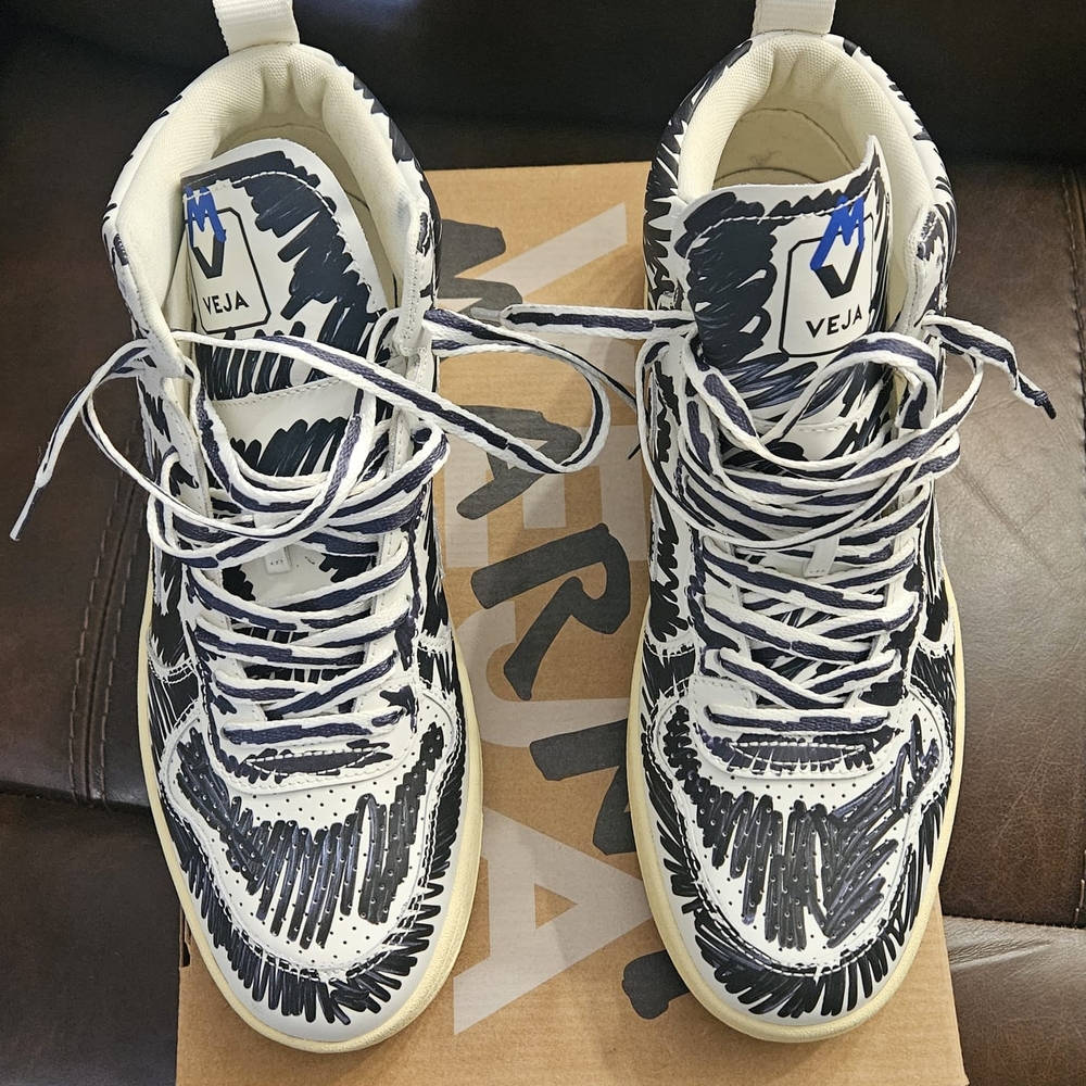 Marni Veja Black and White High-Top Sneakers
